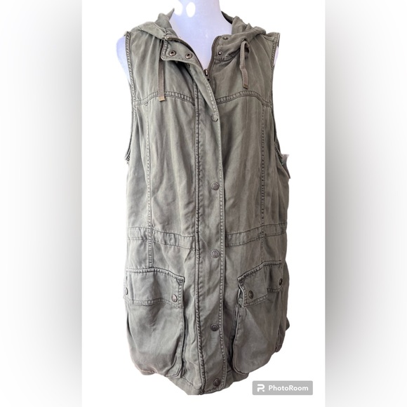 Kenneth Cole Reaction Olive Green Military Hooded Vest - Picture 4 of 12